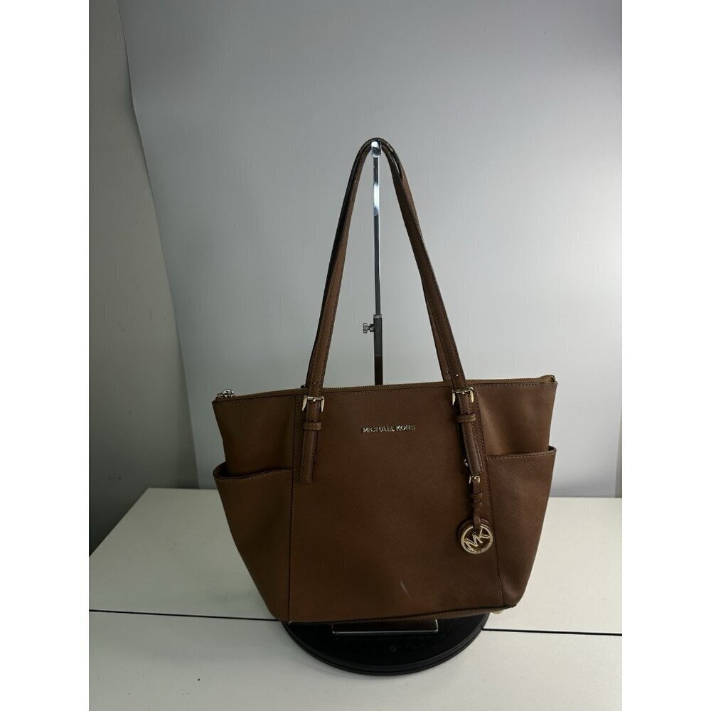 Michael Kors MK Jet Set Top Zip Shoulder Tote Saffiano Leather Handbag